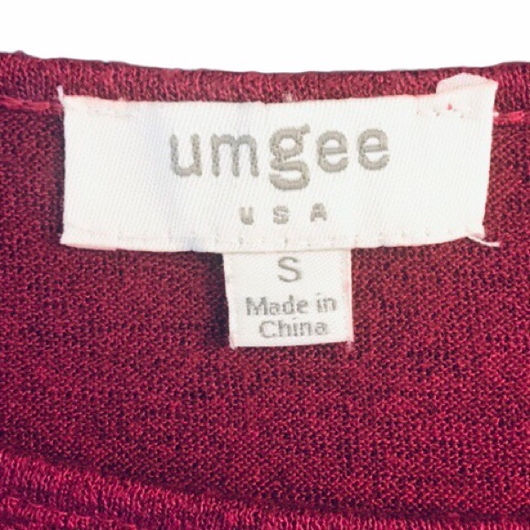 Umgee Burgundy Ombre Long Sleeve Cozy Boho Top – Size Small - Picture 3 of 5